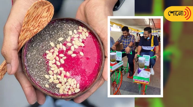 this fruit-seller in Ahmedabad has recycled an old cycle into juicer
