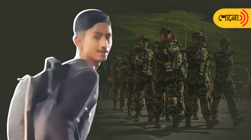19 years old boy practices at night to join army