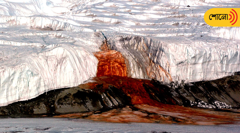 Blood Falls at the mouth of Taylor Glacier in East Antarctica