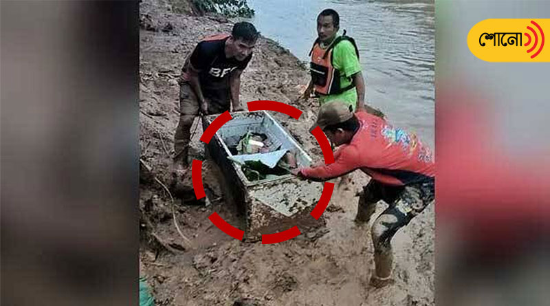 An 11-year-old boy miraculously survived a landslide by taking refuge in fridge