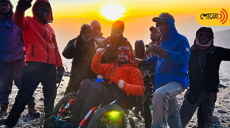Man paralysed by bomb attack climbs Mount Kilimanjaro on a wheelchair