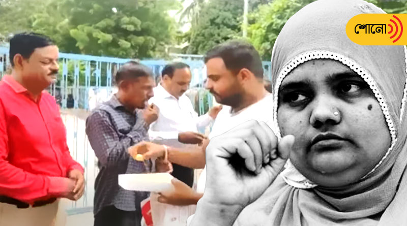 Bilkis Bano gang rape convicts get released from jail, greeted with sweets