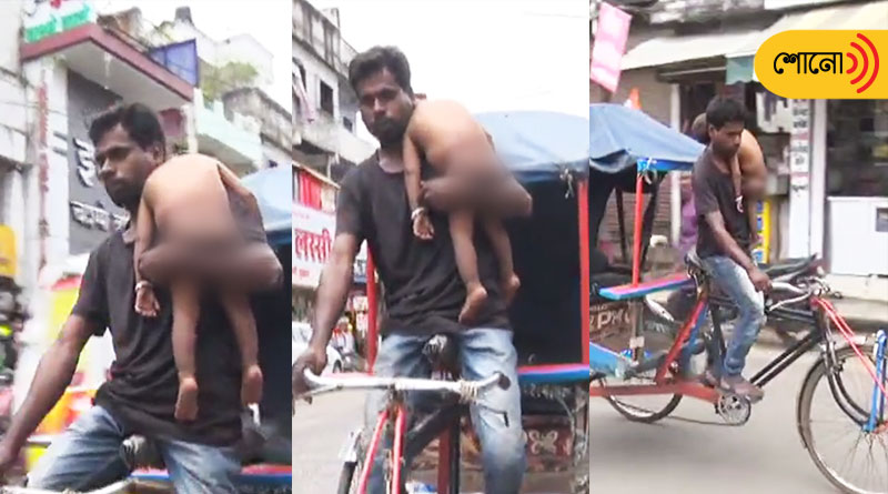 Jabalpur Man Carries Toddler Son While Driving Rickshaw