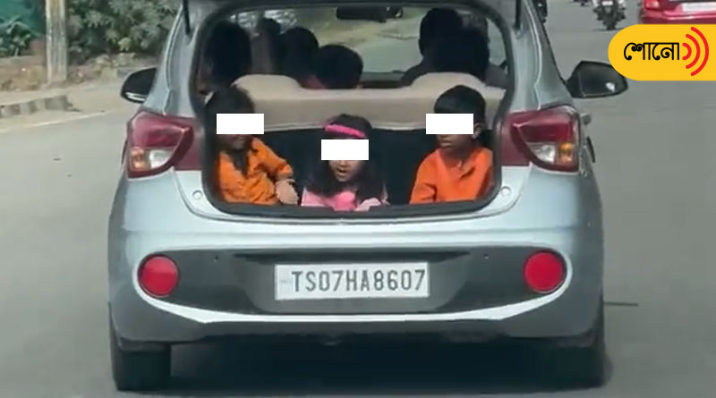 Man Seen Driving With Kids In Car Boot Fined For Reckless Behaviour in Hyderabad