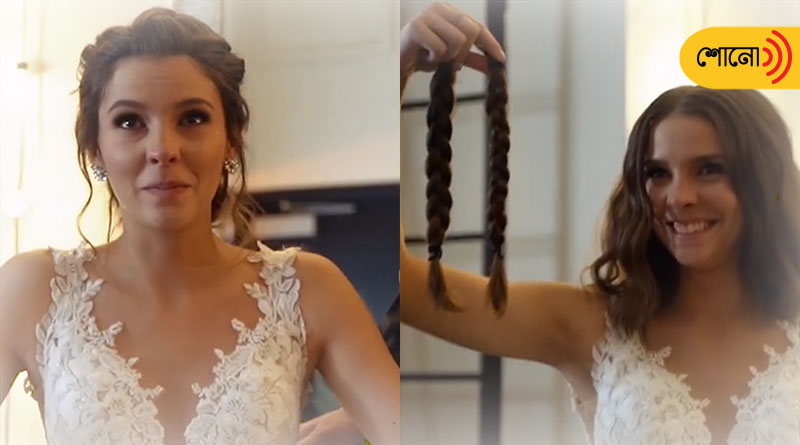 Bride Cuts Hair On Wedding Day To Donate To Cancer Patients
