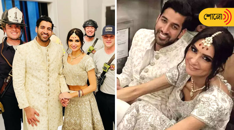 newlywedd couple misses their reception after getting stuck in an elevator