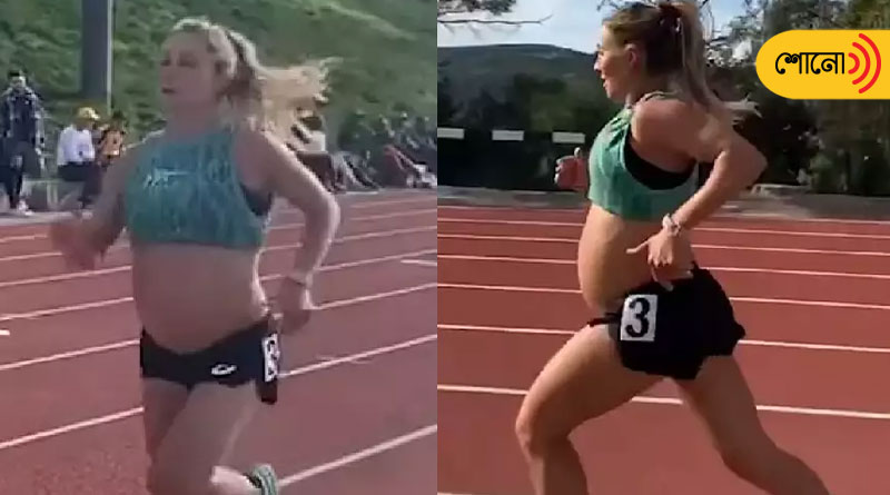 Nine-month pregnant woman runs a mile in 5 min 17 seconds