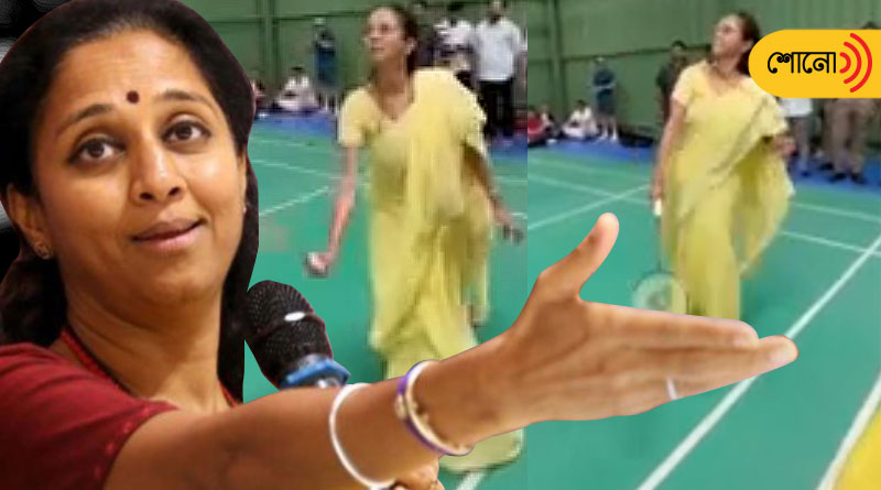 NCP MP Supriya Sule dominates badminton court in saree