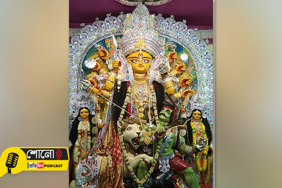 Durga Puja celebrated in rainy season in Kalna