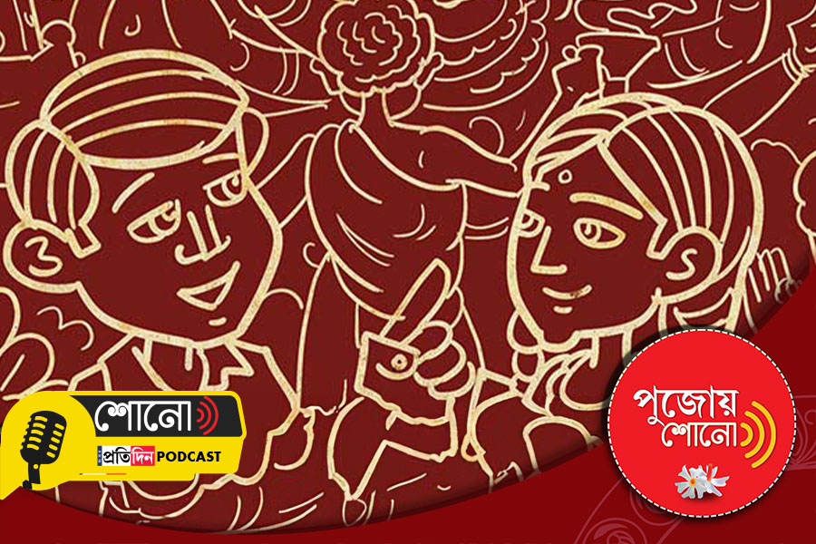 listen to a pictorial depiction of the ambience during Durga Puja